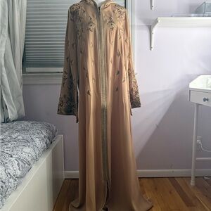 Beige Long Abaya medium with hoodie
